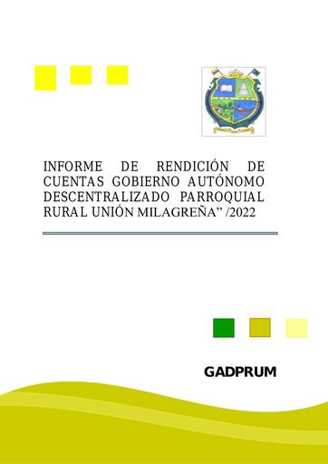 INFORME DE RENDICIÓN DE CUENTAS AÑO 2022