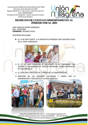 INFORME DE RENDICION DE CUENTAS 2019 JOSE RAMOS