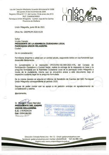 Oficio de entrega