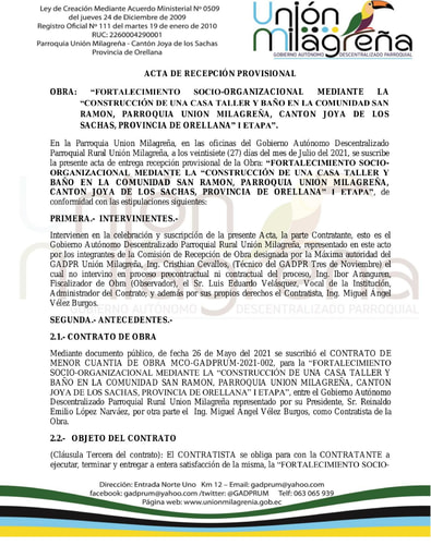 ACTA DE RECEPCION PROVISIONAL